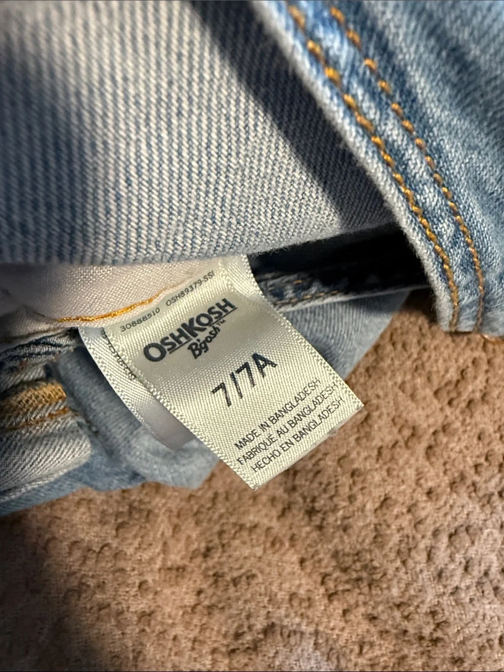OshKosh B'gosh Light Blue Denim Shortalls with Distressed Accents